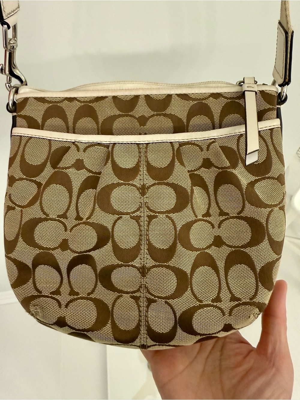 Coach monogram crossbody bag 8”X8”
